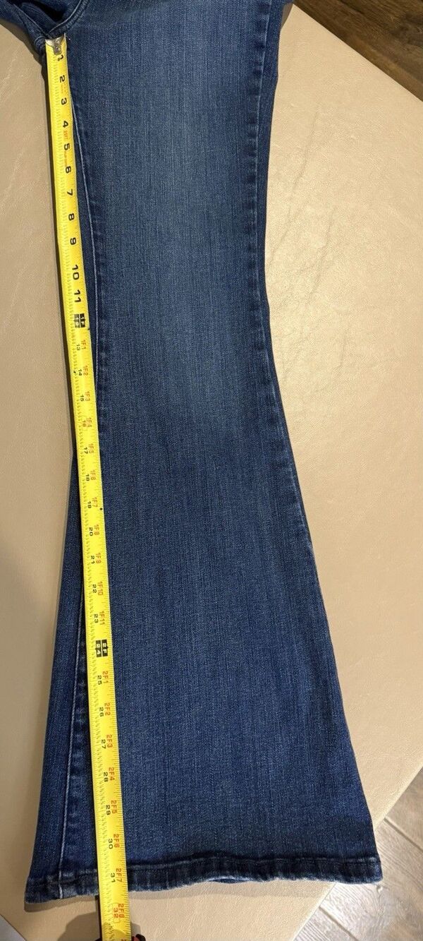 We The Free People Jeans Womens 31 Jayde Flare Bell Bottom Dark Wash Denim Blue - Picture 8 of 8